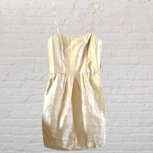 NWT Watters Cream DUPIONI SILK Mini Dress 10